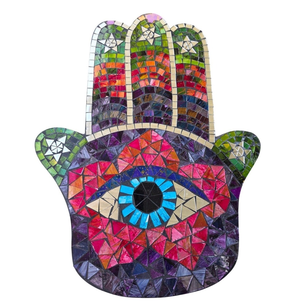 Earthbound Trading EB Home Large Mosaic Hamsa Hand Wall Art Evil Eye 19.5in E2